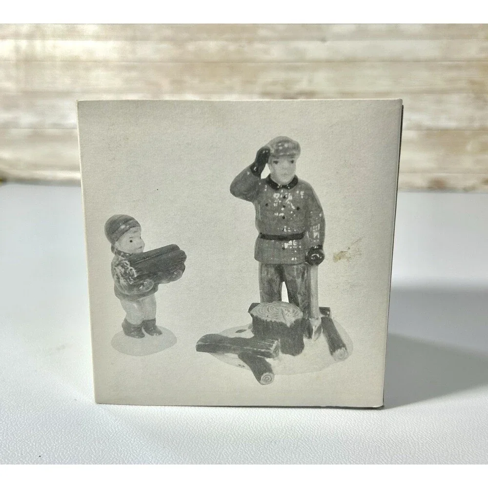 WOODSMAN AND BOY Set of 2 Snow Village Figures #5130-6 Department 56